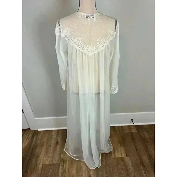 Vintage Vassarette Sheer Lace Coquette Long White Nightgown Robe Cottagecore M - Picture 8 of 14
